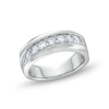 Thumbnail Image 1 of Men's 1-1/2 CT. T.W. Certified Lab-Created Diamond Ten Stone Slightly Slanted Band in 14K White Gold (F/VS2)