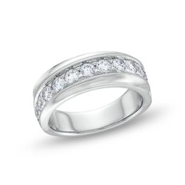 Men's 1-1/2 CT. T.W. Certified Lab-Created Diamond Ten Stone Slightly Slanted Band in 14K White Gold (F/VS2)