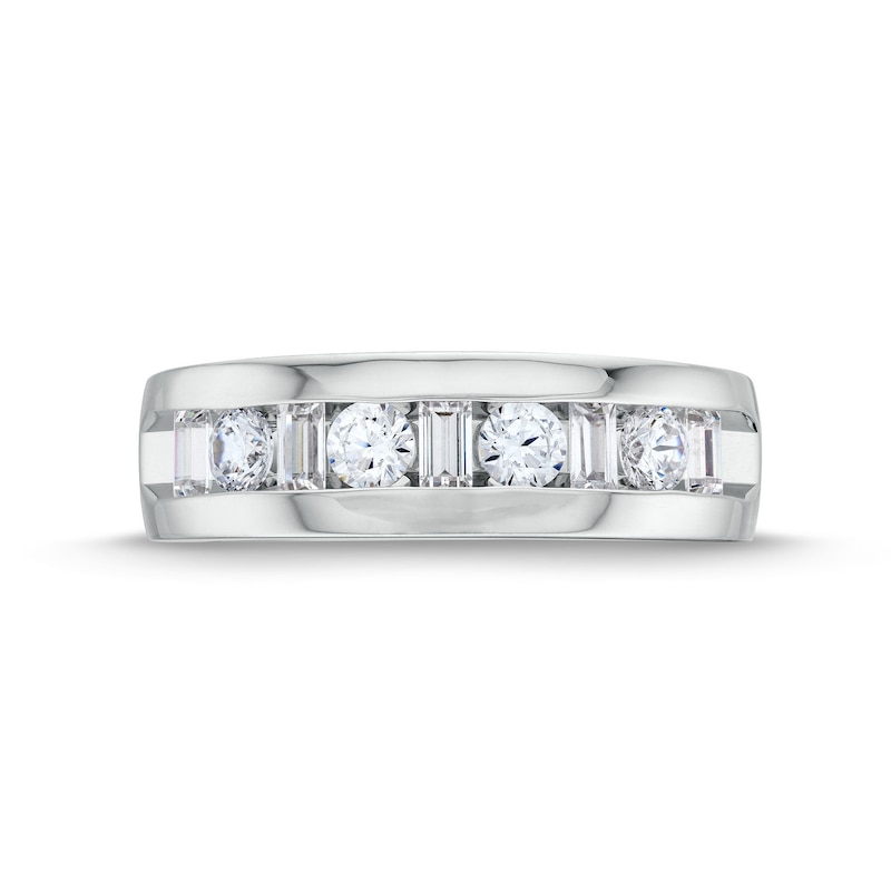 Men's Alternating 1 CT. T.W. Baguette-Cut Certified Lab-Created Diamond Band in 14K White Gold (F/VS2)