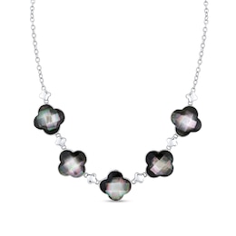 Black Mother-of-Pearl Clover Necklace in Sterling Silver - 16”