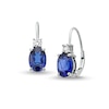 Thumbnail Image 1 of Oval Blue Lab-Created Sapphire and White Lab-Created Sapphire Drop Earrings in 10K White Gold