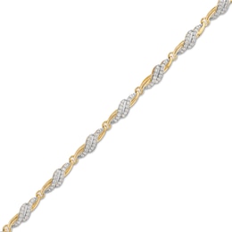 1 CT. T.W. Diamond Bypass Swirl Link Bracelet in 10K Gold - 7.5&quot;