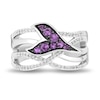 Thumbnail Image 1 of Enchanted Disney Ariel Amethyst and 1/5 CT. T.W. Diamond Open Multi-Row Tail Fin Wrap Ring in Sterling Silver - Size 7