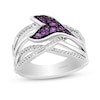 Thumbnail Image 2 of Enchanted Disney Ariel Amethyst and 1/5 CT. T.W. Diamond Open Multi-Row Tail Fin Wrap Ring in Sterling Silver - Size 7