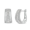 Thumbnail Image 1 of 1 CT. T.W. Baguette and Round Diamond Multi-Row Hoop Earrings in 10K White Gold