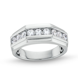 Men's 1 CT. T.W. Certified Lab-Created Diamond Squared Band in 14K White Gold (F/VS2)