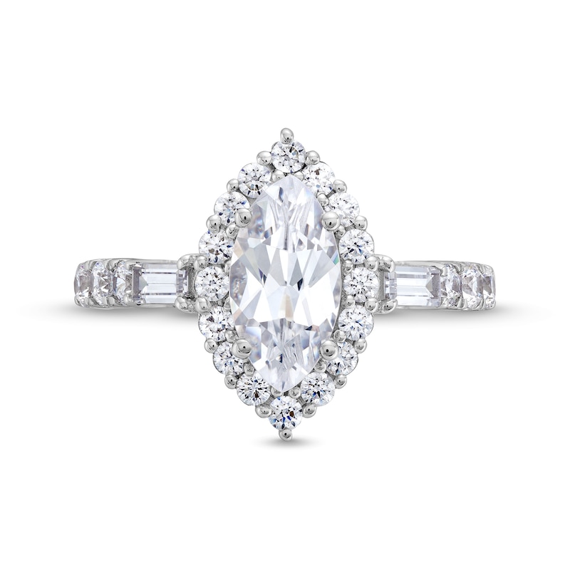 Main Image 4 of 1-3/4 CT. T.W. Marquise-Cut Certified Lab-Created Diamond Frame Engagement Ring in 14K White Gold (F/VS2)