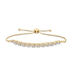 1/2 CT. T.W. Diamond &quot;XO&quot; Alternating Bolo Bracelet in 10K Gold - 9&quot;