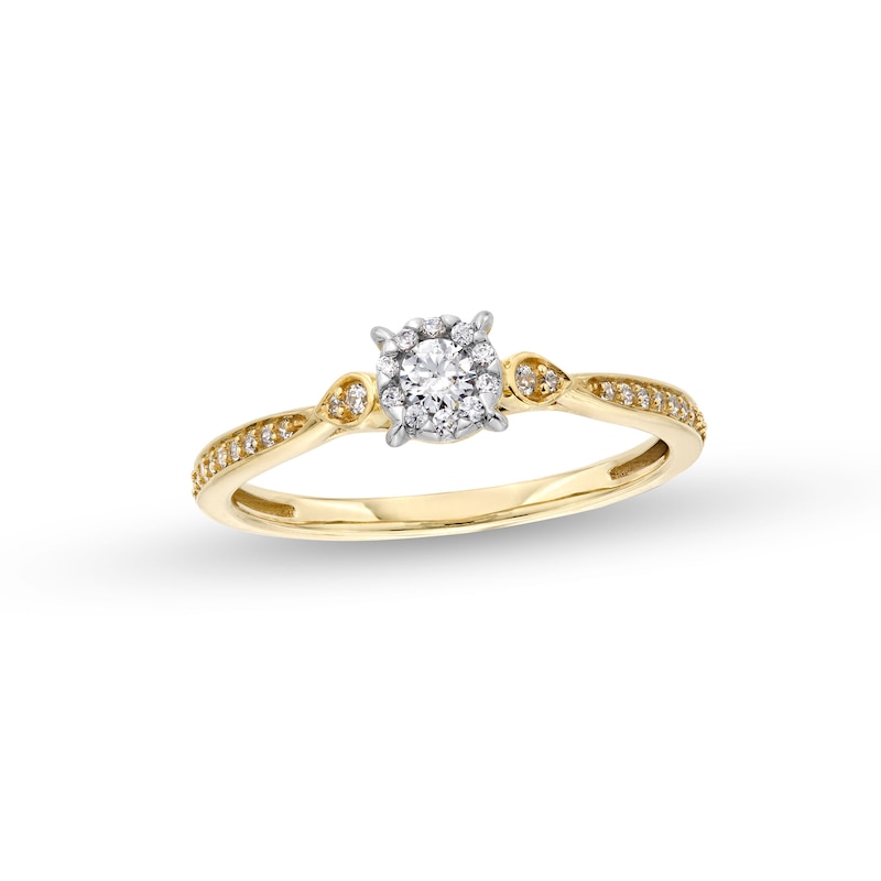 Main Image 1 of 1/4 CT. T.W. Diamond Frame Teardrop Sides Promise Ring in 10K Gold