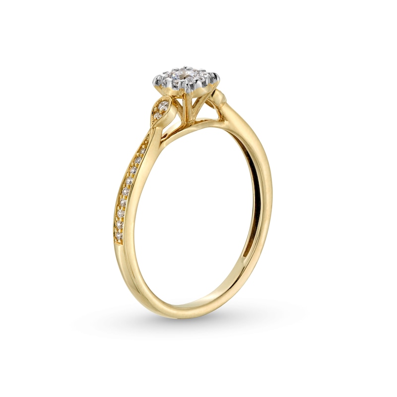 Main Image 2 of 1/4 CT. T.W. Diamond Frame Teardrop Sides Promise Ring in 10K Gold