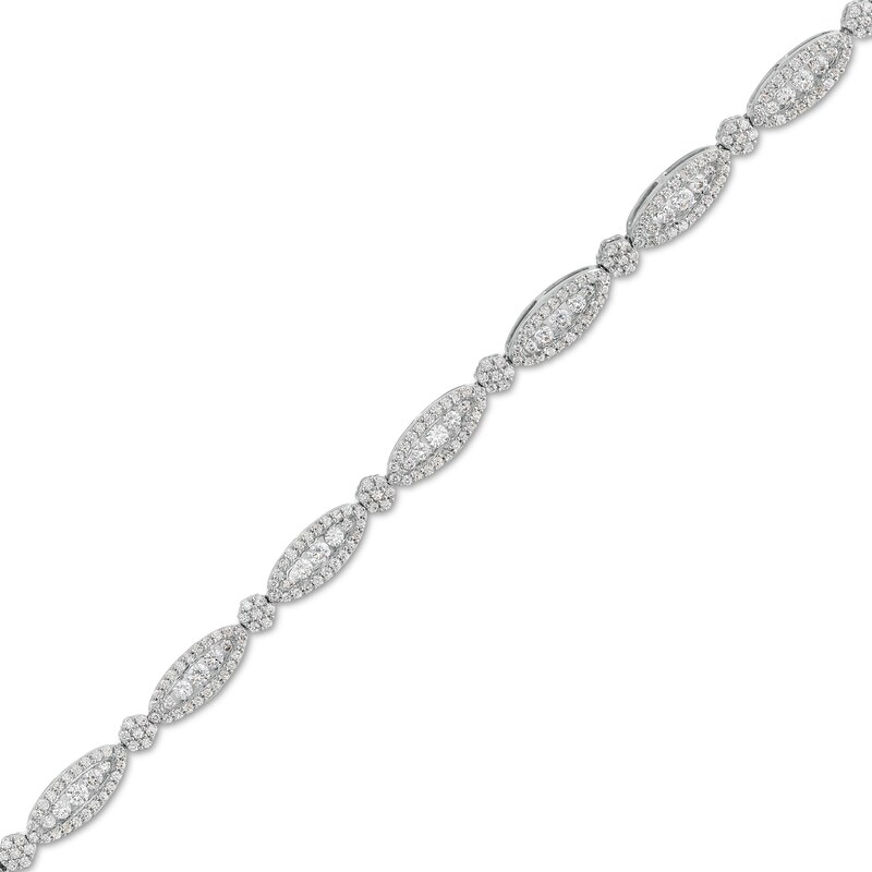 Main Image 1 of 2 CT. T.W. Multi-Diamond Marquise and Round Link Alternating Bracelet in 10K White Gold