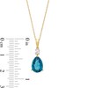 Thumbnail Image 4 of Faceted Pear-Shaped London Blue Topaz and White Lab-Created Sapphire Pendant in 10K Gold