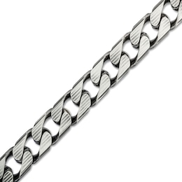 Men's 10.9mm Diamond-Cut Curb Chain Bracelet in Solid Sterling Silver with Gunmetal Grey Ruthenium - 9&quot;