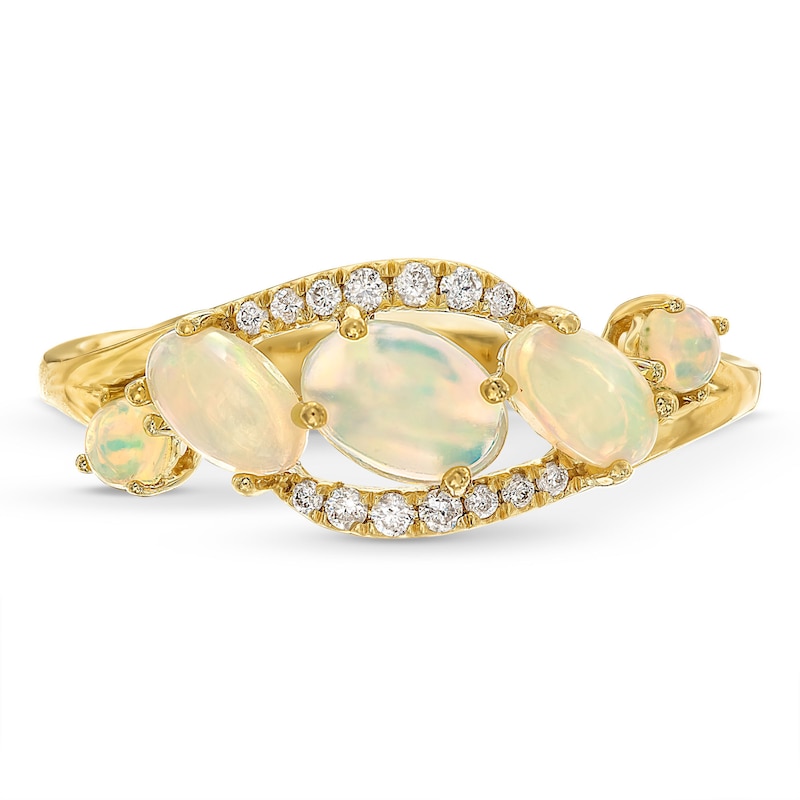 Multi-Opal and 1/15 CT. T.W. Diamond Ring in 10K Gold