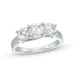 2 CT. T.W. Certified Lab-Created Diamond Past Present Future® Engagement Ring in 14K White Gold (F/VS2)