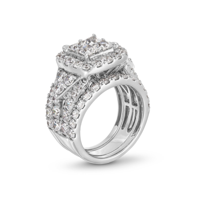 Main Image 3 of 5 CT. T.W. Princess-Cut Quad Cushion Frame Bridal Set in 14K White Gold