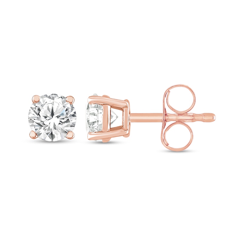 Main Image 2 of 1/2 CT. T.W. Diamond Solitaire Stud Earrings in 10K Rose Gold (J/I3)