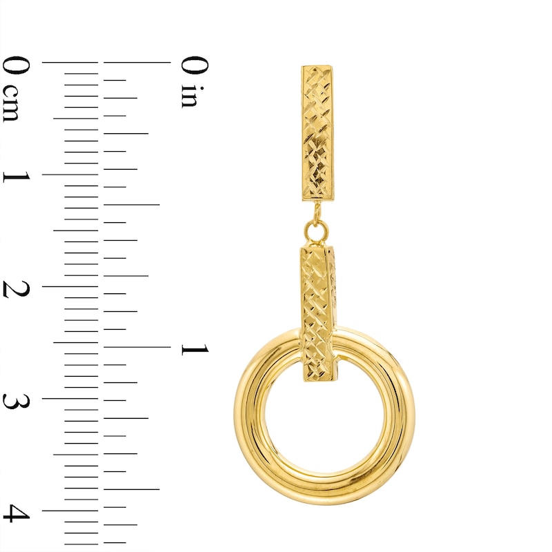 Main Image 3 of Diamond-Cut Doorknocker Drop Earrings in Hollow 10K Gold