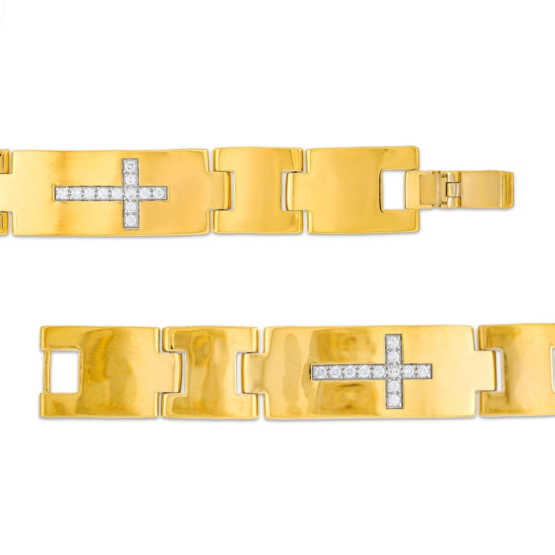 Men's 5/8 CT. T.W. Diamond Cross Link Bracelet in 14K Gold - 8.5"