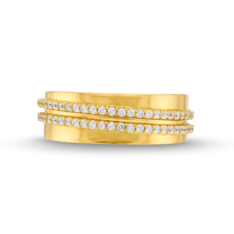 Men's 1/2 CT. T.W. Diamond Slanted Double Row Ring in 14K Gold