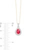 Thumbnail Image 3 of Pear-Shaped Lab-Created Ruby and 1/10 CT. T.W. Diamond Framed Pendant in 10K Gold