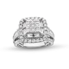 Thumbnail Image 1 of 2 CT. T.W. Princess-Cut Multi-Diamond Cushion-Shaped Frame Triple Row Engagement Ring in 14K White Gold