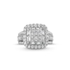 Thumbnail Image 4 of 2 CT. T.W. Princess-Cut Multi-Diamond Cushion-Shaped Frame Triple Row Engagement Ring in 14K White Gold