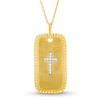 Thumbnail Image 1 of Men's 1/10 CT. T.W. Diamond Cross Textured Edge Dog Tag Pendant in 14K Gold