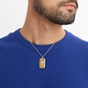 Thumbnail Image 2 of Men's 1/10 CT. T.W. Diamond Cross Textured Edge Dog Tag Pendant in 14K Gold