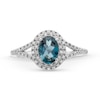 Thumbnail Image 4 of Oval London Blue Topaz and 1/6 CT. T.W. Diamond Framed Ring in 10K White Gold