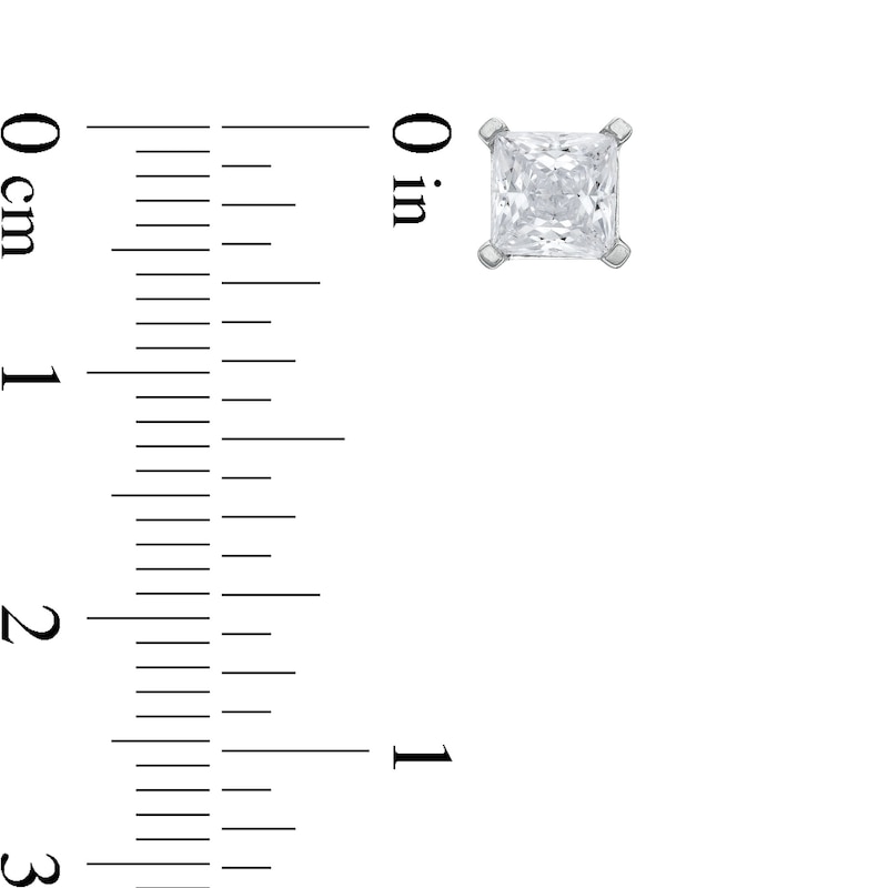 Main Image 3 of 2 CT. T.W. Certified Princess-Cut Lab-Created Diamond Solitaire Stud Earrings in 14K White Gold (I/SI2)