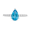 Thumbnail Image 4 of Pear-Shaped Swiss blue topaz and 1/10 CT. T.W. Diamond Scallop Shank Ring in 10K White Gold