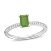 Thumbnail Image 1 of Emerald-Cut Peridot and White Lab-Created Sapphire Ring in Sterling Silver