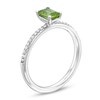 Thumbnail Image 3 of Emerald-Cut Peridot and White Lab-Created Sapphire Ring in Sterling Silver