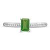 Thumbnail Image 4 of Emerald-Cut Peridot and White Lab-Created Sapphire Ring in Sterling Silver