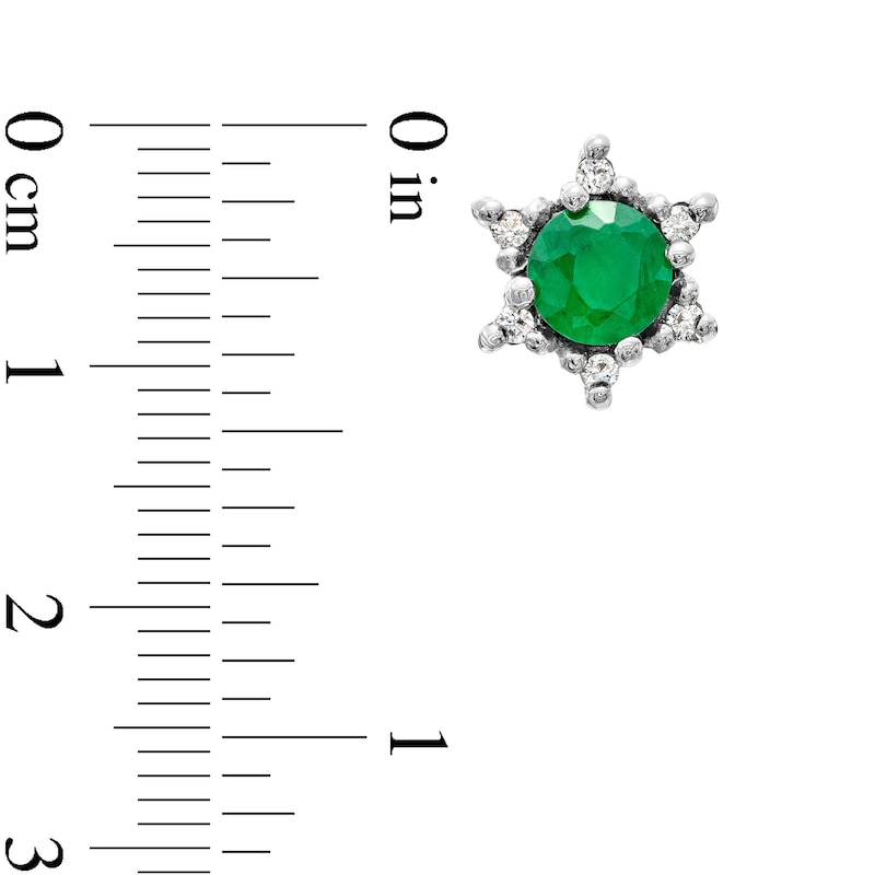 Main Image 3 of Emerald and Diamond Accent Starburst Frame Stud Earrings in 10K Gold