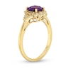 Thumbnail Image 2 of Cushion-Cut Amethyst and White Lab-Created Sapphire Frame Ring in Sterling Silver with 14K Gold Plate - Size 7