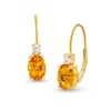 Thumbnail Image 1 of Oval Citrine and White Lab-Created Sapphire Stacked Drop Earrings in 10K Gold