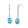 Thumbnail Image 1 of Oval Swiss Blue Topaz and White Topaz Linear Drop Earrings in 10K White Gold