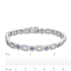 Thumbnail Image 4 of Emerald-Cut White Lab-Created Sapphire and Blue Lab-Created Sapphire Alternating Line Bracelet in Sterling Silver