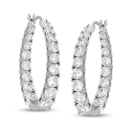White Lab-Created Sapphires Graduated Inside-Out Hoop Earrings in Sterling Silver
