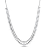 Thumbnail Image 1 of Princess-Cut and Round White Lab-Created Sapphire Double Row Omega Chain Necklace in Sterling Silver