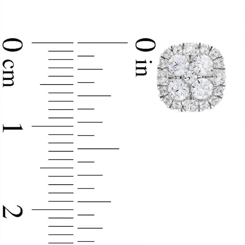 Main Image 3 of 1 CT. T.W. Cushion Multi Certified Lab-Created Diamond Stud Earrings in 14K White Gold (F/SI2)