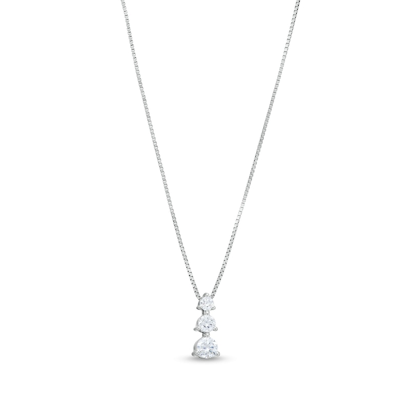 Main Image 1 of 1/4 CT. T.W. Journey Certified Lab-Created Diamond Three Stone Pendant in 14K White Gold (F/SI2)