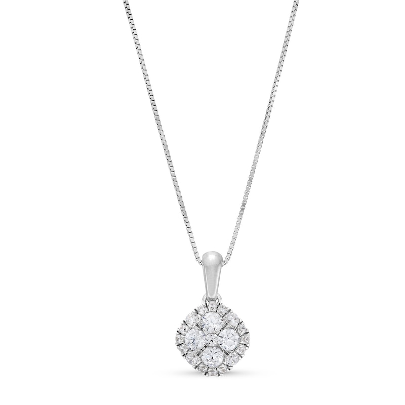 1 CT. T.W. Cushion Multi Certified Lab-Created Diamond Pendant in 14K White Gold (F/SI2)