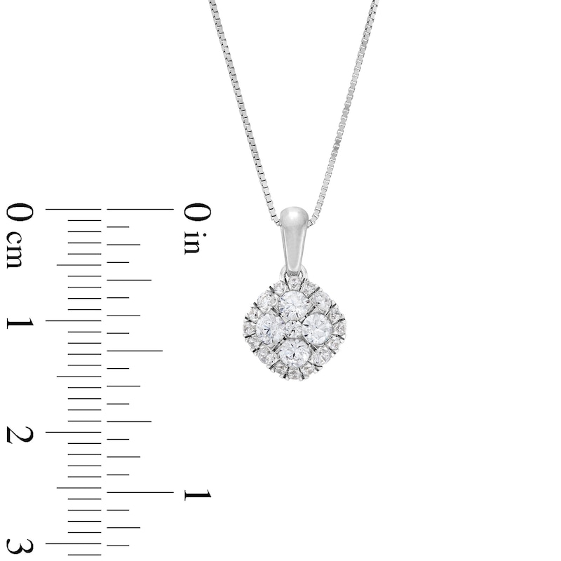 1 CT. T.W. Cushion Multi Certified Lab-Created Diamond Pendant in 14K White Gold (F/SI2)