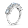 Thumbnail Image 3 of Aquamarine and 1/3 CT. T.W. Diamond Cushion Frame Five Stone Ring in Sterling Silver