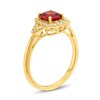 Thumbnail Image 3 of Cushion-Cut Garnet and White Lab-Created Sapphire Frame Ring in Sterling Silver with 14K Gold Plate - Size 7