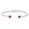 Thumbnail Image 1 of Garnet and White Lab-Created Sapphire Open Hinged Bangle in Sterling Silver