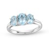 Thumbnail Image 0 of Oval Aquamarine and Diamond Accent Three Stone Ring in Sterling Silver